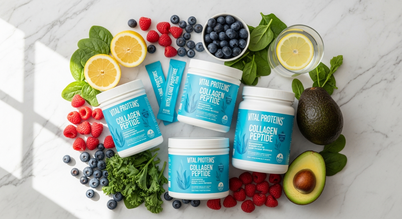 Vital Proteins Collagen Peptides Powder scoop in glass of water