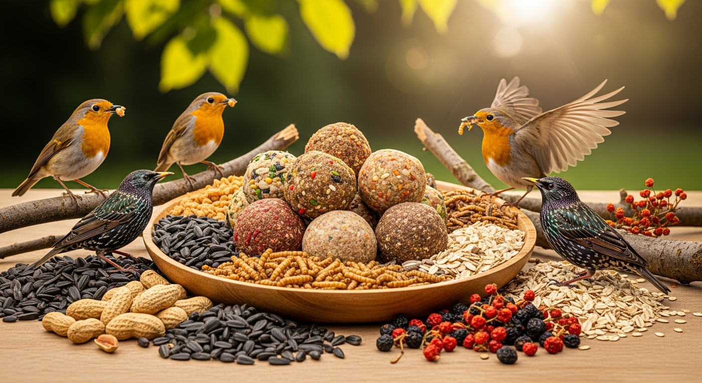 Vivara Ultimate Fat Balls wild bird food product in garden feeder