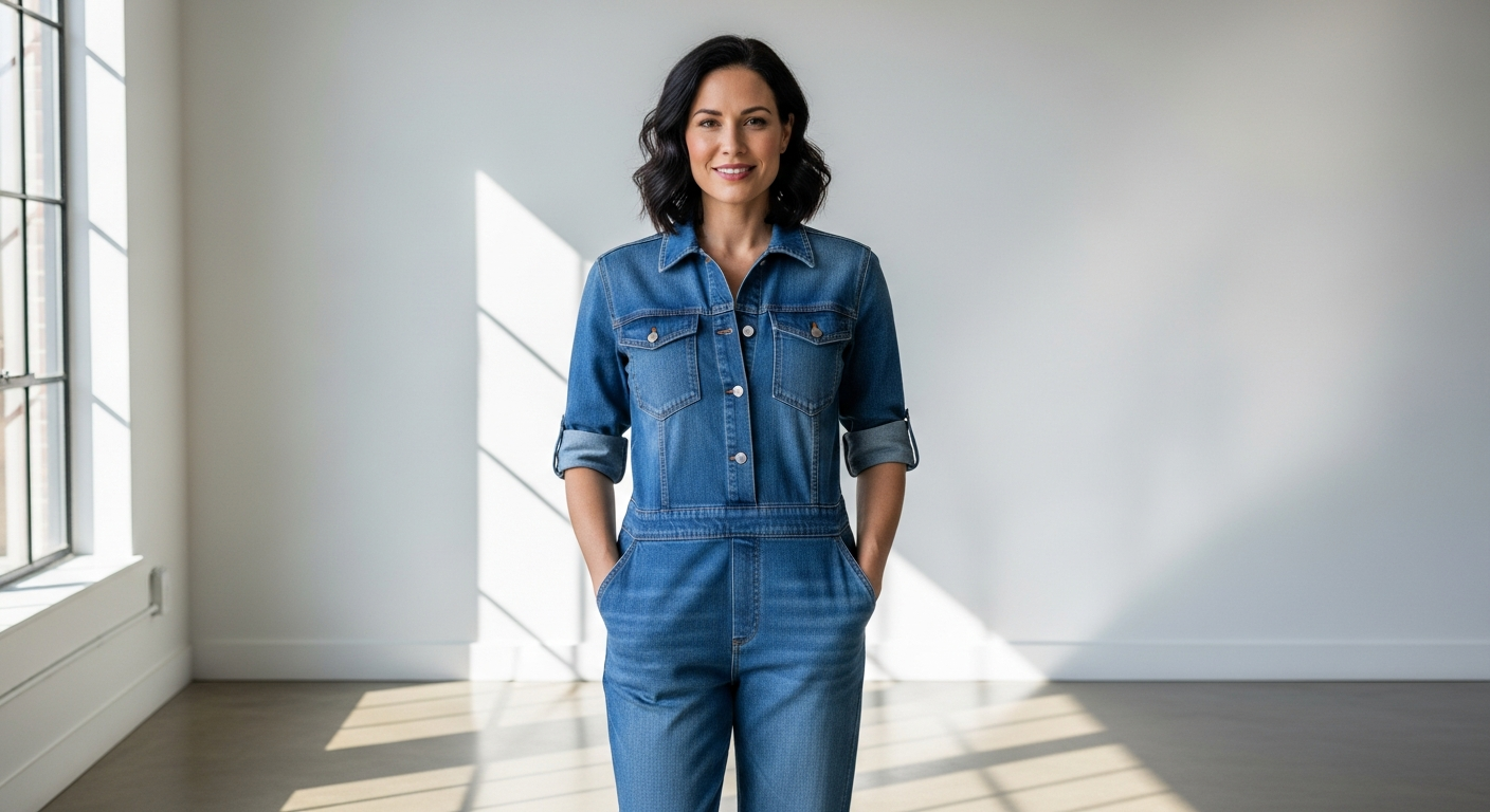 Wildfang Essential High-Waisted Zipper Coverall in soft stretch cotton fabric