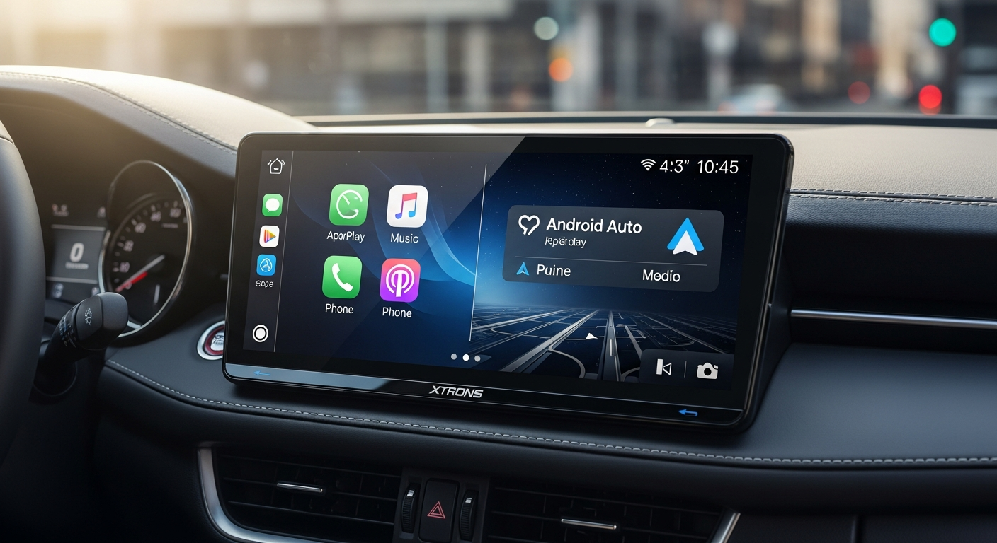 XTRONS 10.1-inch Android car stereo with wireless CarPlay and touchscreen display