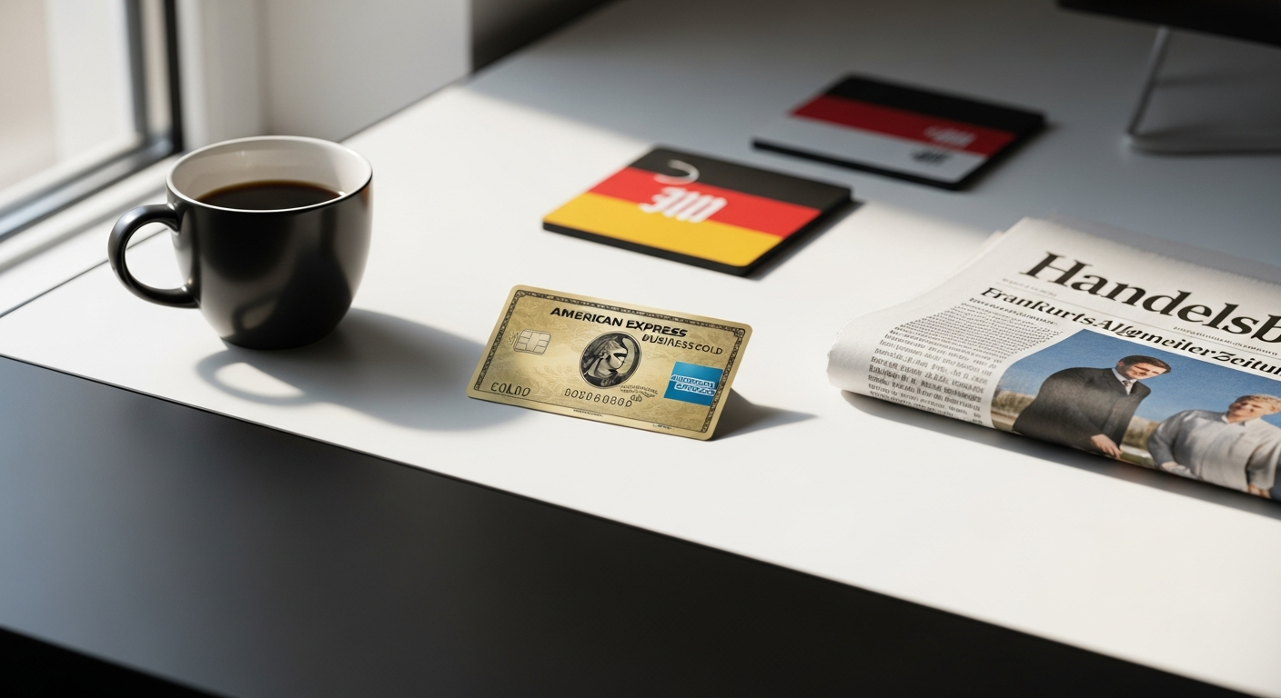 American Express Business Gold Card displayed with team cards and business expense documents