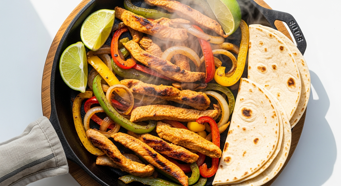 Gousto Sweet Smoky Chicken Fajitas meal kit with fresh ingredients and tortillas