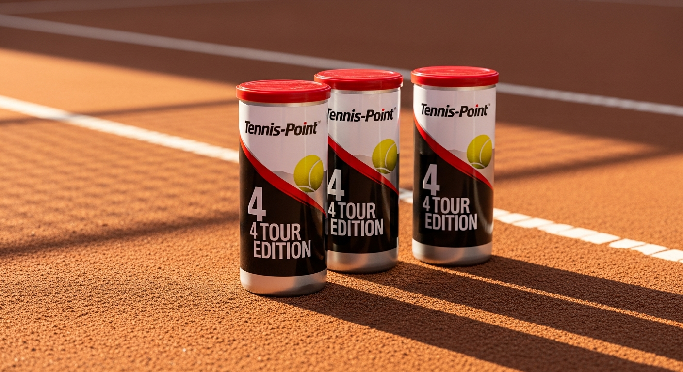 Tennis-Point Premium 4-Ball Can displayed on professional tennis court surface