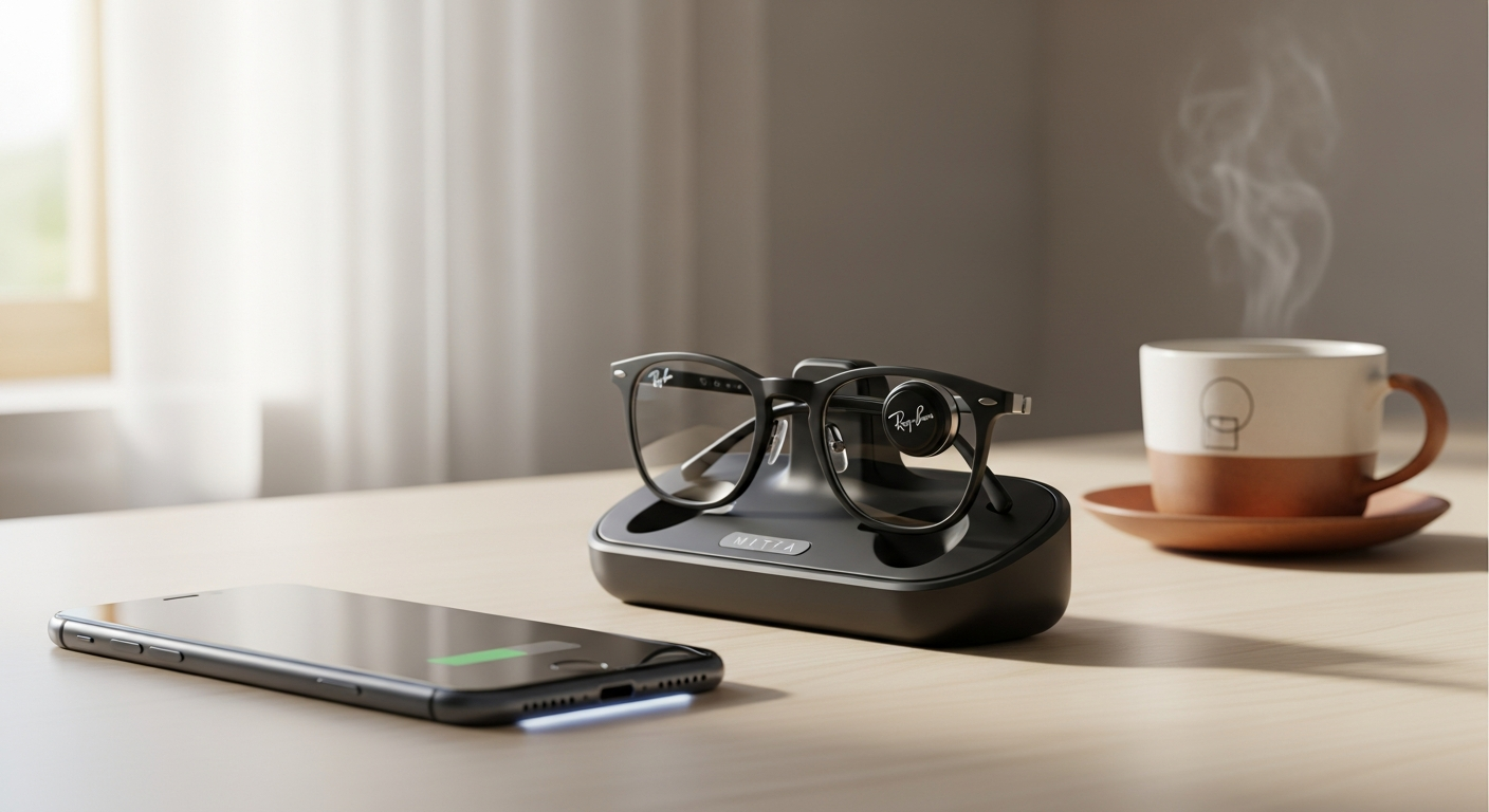 theXuit Ray-Ban Meta Charging Dock with integrated power bank in black and orange color options